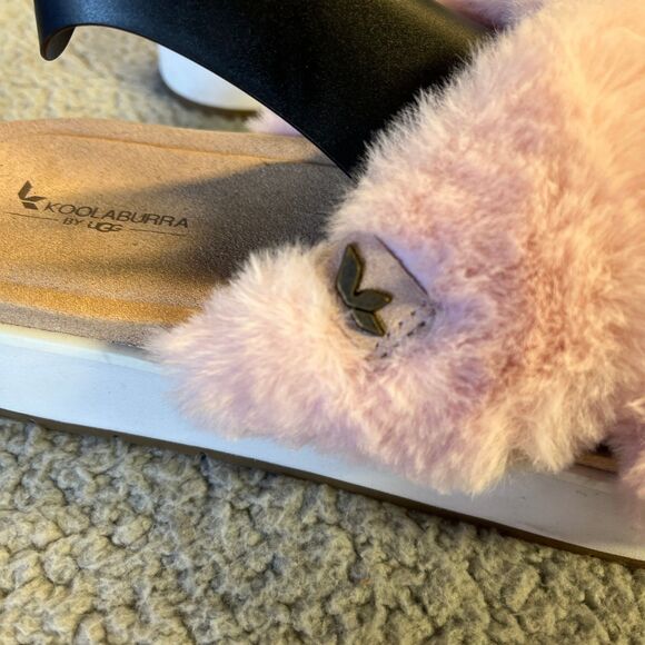 Koolaburra by UGG Batya Faux Fur Slippers Womens 9.5 Pink Shoes Platform Sandal - Picture 5 of 9